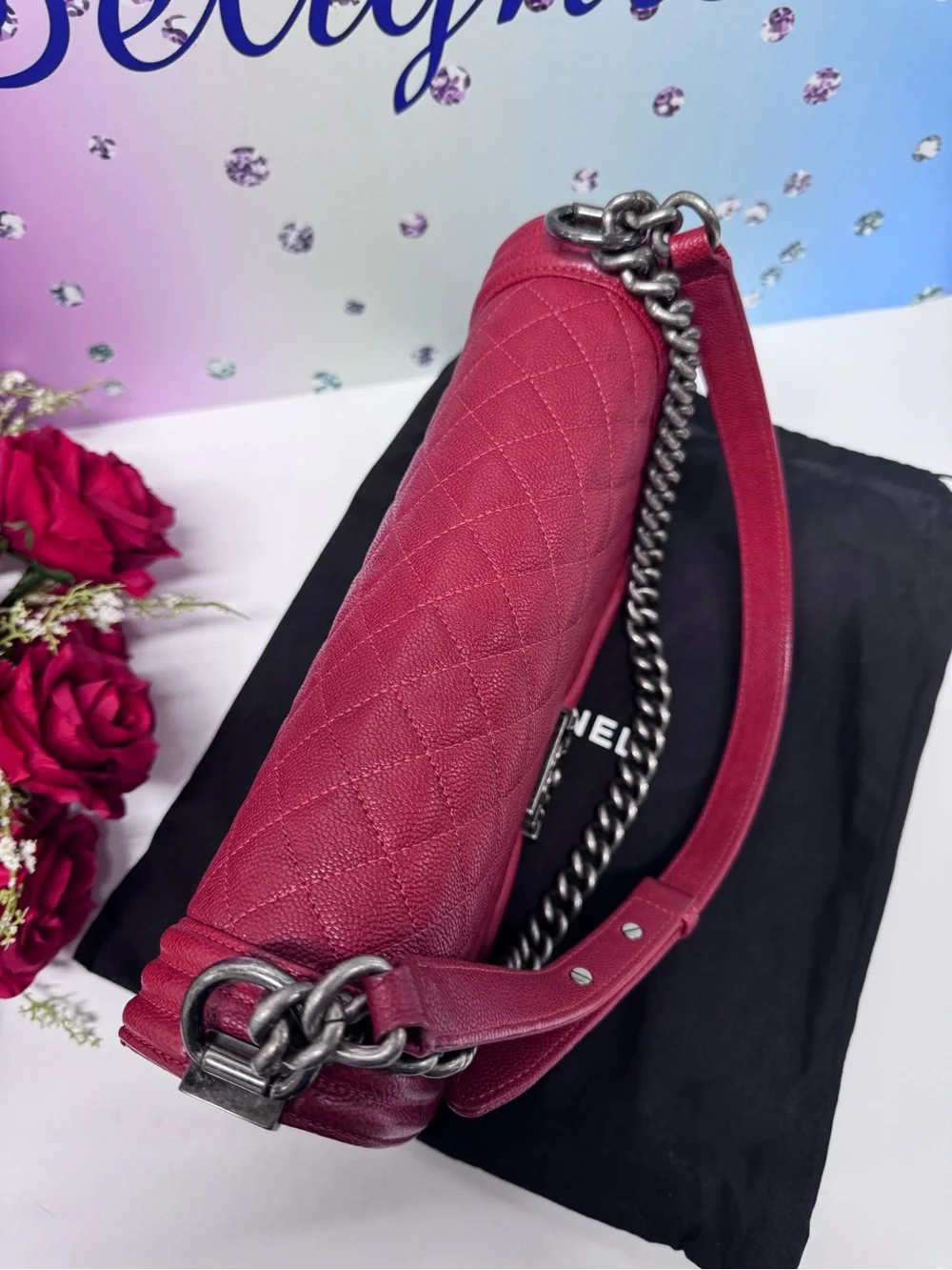❤️‍🔥CHANEL CAVIAR MEDIUM BOY BAG RUTHENIUM